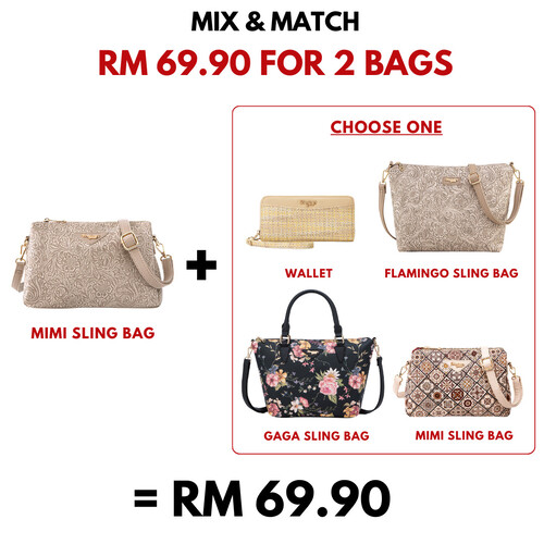 MIMI SLING BAG - FLORAL CD, LATTE